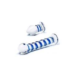 Glas Double Penetration Glass Swirly Dildo &amp; Butt Plug Set 2 Pcs -Sex Spielzeug Laden glas double penetration glass swirly dildo butt plug set 2 pcs3