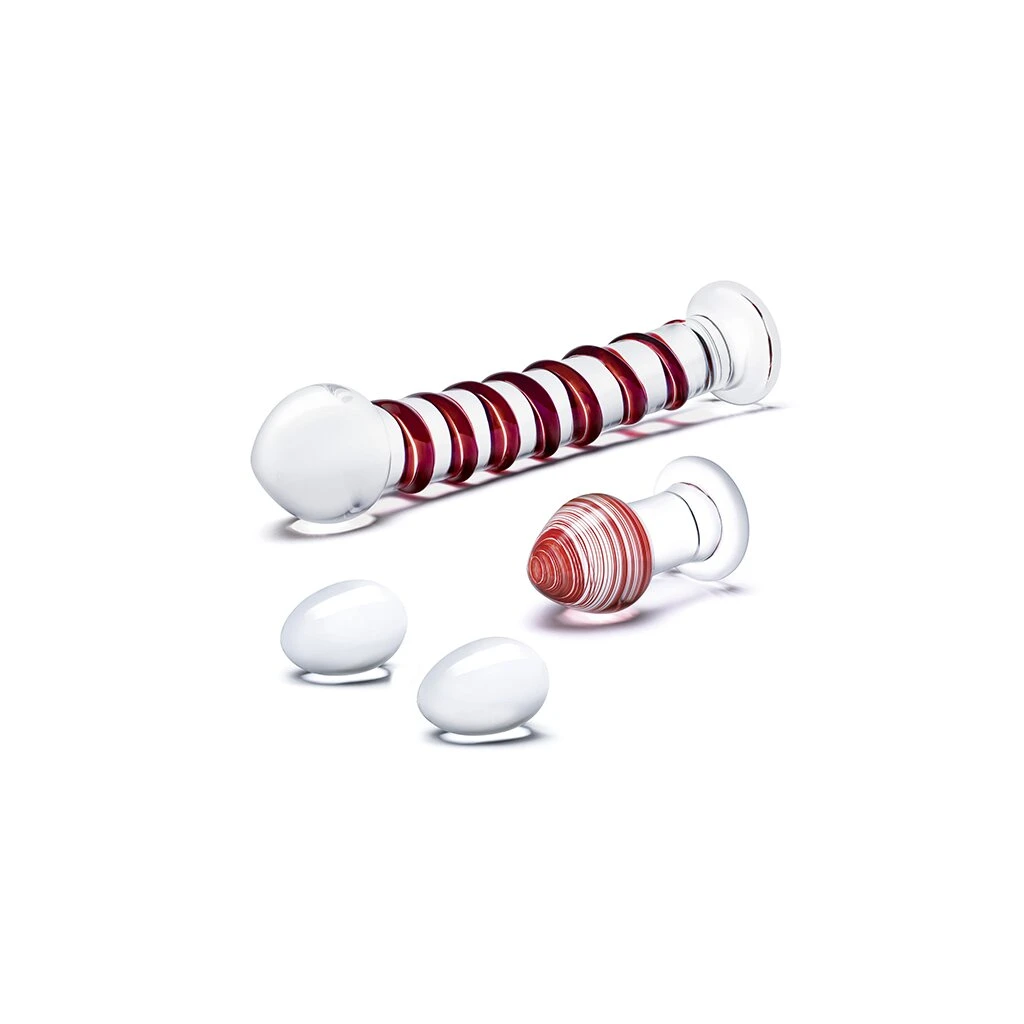 Glas Mr. Swirly 4 Pc Set With Glass Kegel Balls & Butt Plug 5 Glas Mr. Swirly 4 Pc Set With Glass Kegel Balls & Butt Plug – Bild 3