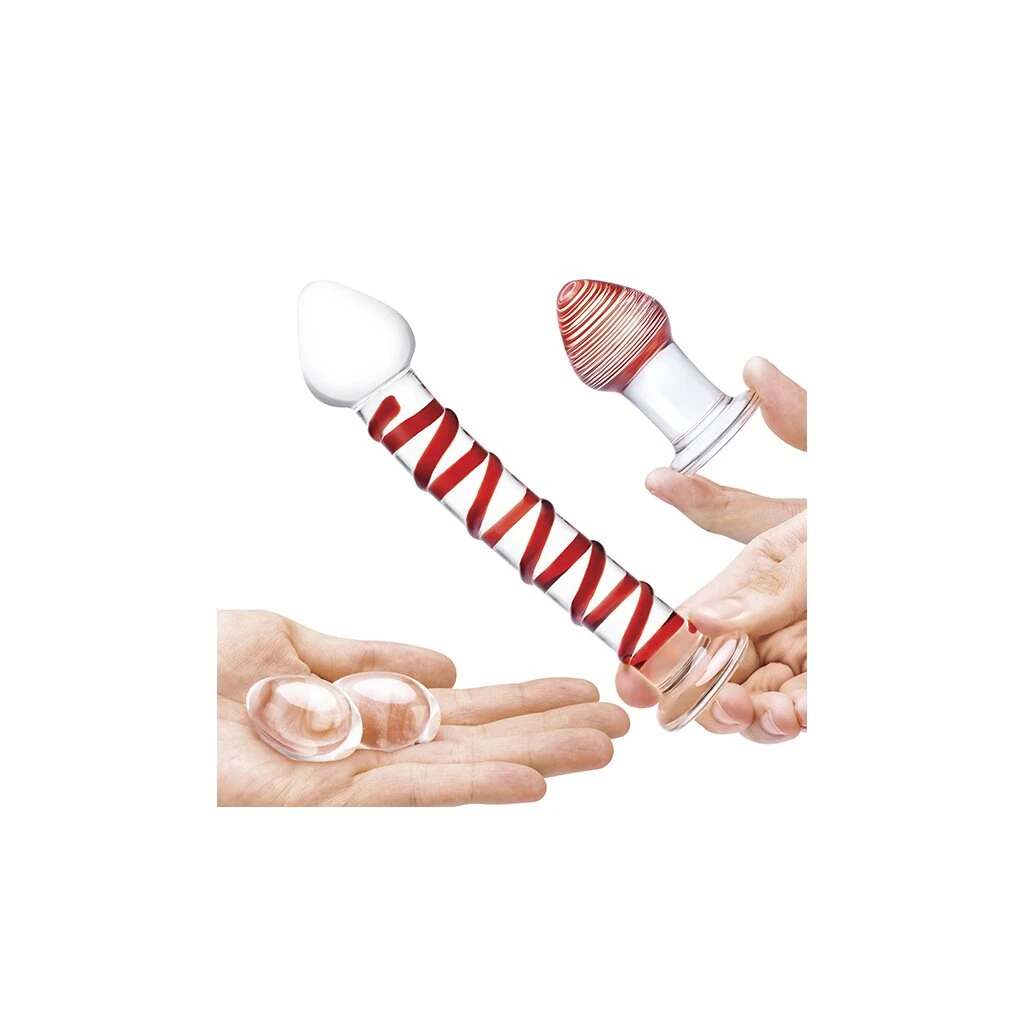 Glas Mr. Swirly 4 Pc Set With Glass Kegel Balls & Butt Plug 6 Glas Mr. Swirly 4 Pc Set With Glass Kegel Balls & Butt Plug – Bild 4