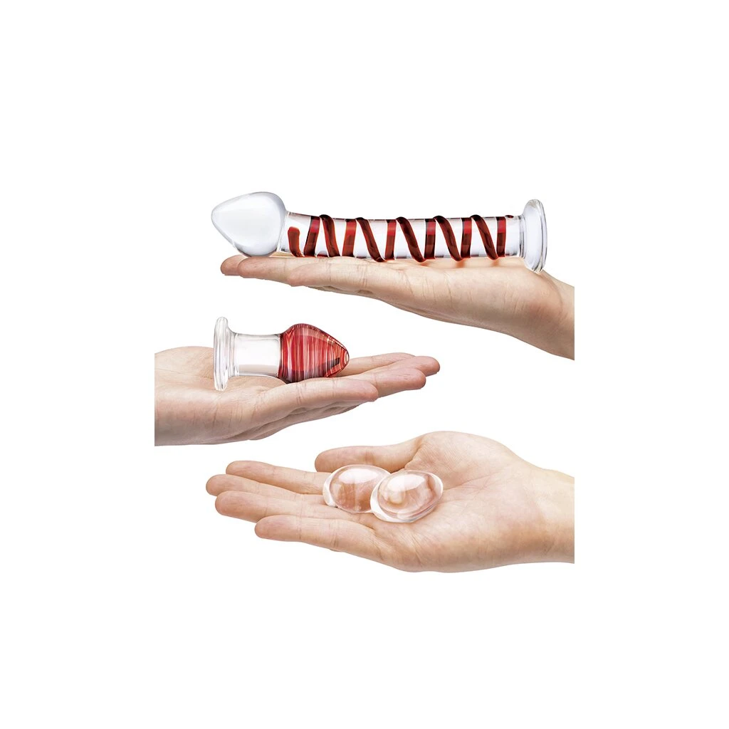 Glas Mr. Swirly 4 Pc Set With Glass Kegel Balls & Butt Plug 7 Glas Mr. Swirly 4 Pc Set With Glass Kegel Balls & Butt Plug – Bild 5