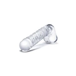 Glas Realistic Ribbed Glass G-Spot Dildo With Balls -Sex Spielzeug Laden glas realistic ribbed glass g spot dildo with balls3