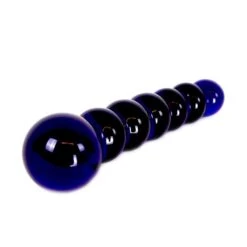 Glass Dildo Black/Blue Beads -Sex Spielzeug Laden glass dildo black blue beads3