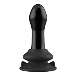 Pluggy - Glass Vibrator - With Suction Cup And Remote - Rechargeable - 10 Speed - Black
