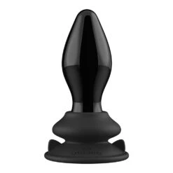 Stretchy - Glass Vibrator - With Suction Cup And Remote - Rechargeable - 10 Speed - Black